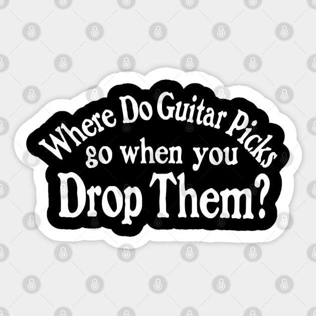 Where Do Guitar Picks Go When You Drop Them? (R U Afraid of Dark Parody) Music Graphic Sticker by blueversion